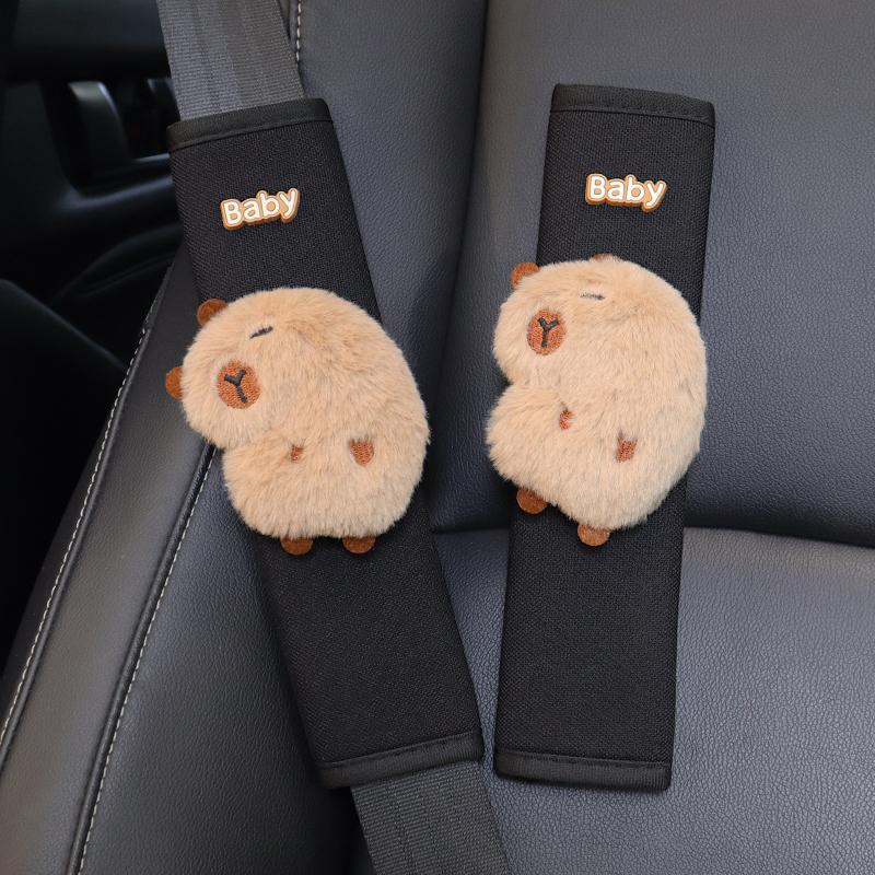 Four Season Universal Ice Silk Car Seatbelt Cover Cute Cartoon Capybara Safety Belt Harness Cushion Shoulder Pad for Car Truck