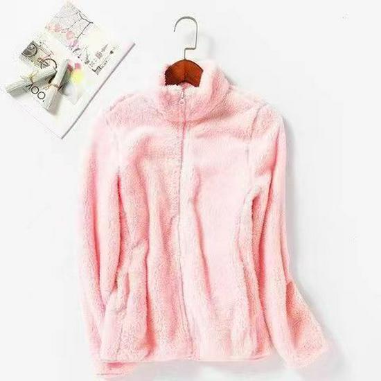 Plus Size Zippered Fleece Cardigan for Middle-Aged & Elderly Women - Thick, Long Pile Warm Outerwear