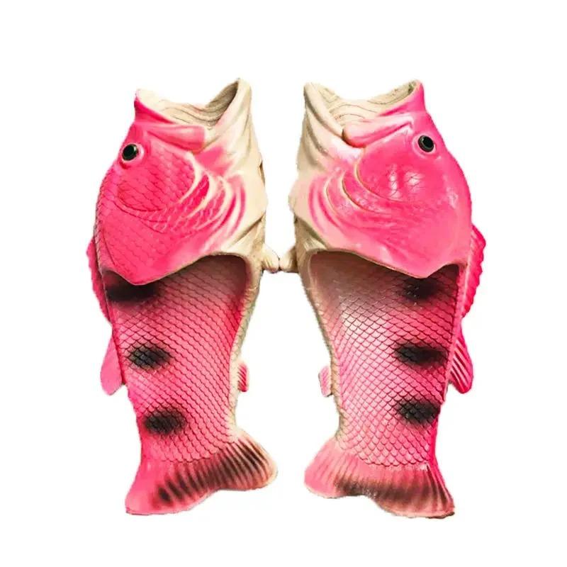 Soleist Funny Slippers Man Footwear Family Shoes Parent-child Sandals Plus Size 24-47 Summer Beach Shoes Boys Unisex Fish Slippers 2021