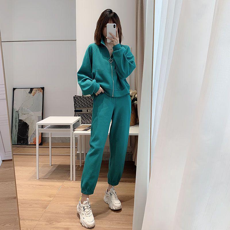 

Женский осенний повседневный комплект из двух предметов: Свободный свитер + спортивные штаны XXS (10 jin)