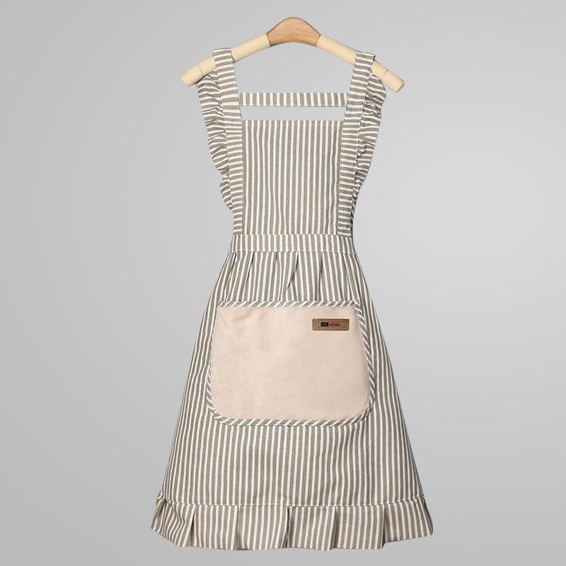 

Cotton apron summer breathable household kitchen cooking canvas floral apron anti-fouling waist thin сірий колір