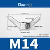 M4-M24 304 Stainless Steel Large Ear Ram's Horn Disc Butterfly Nut