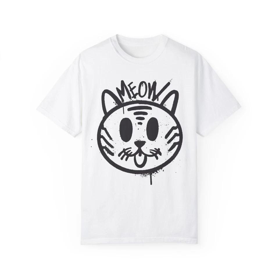 Cat Drawing Urban Graffiti Art Style :: Unisex Garment-Dyed T-Shirt 2XL