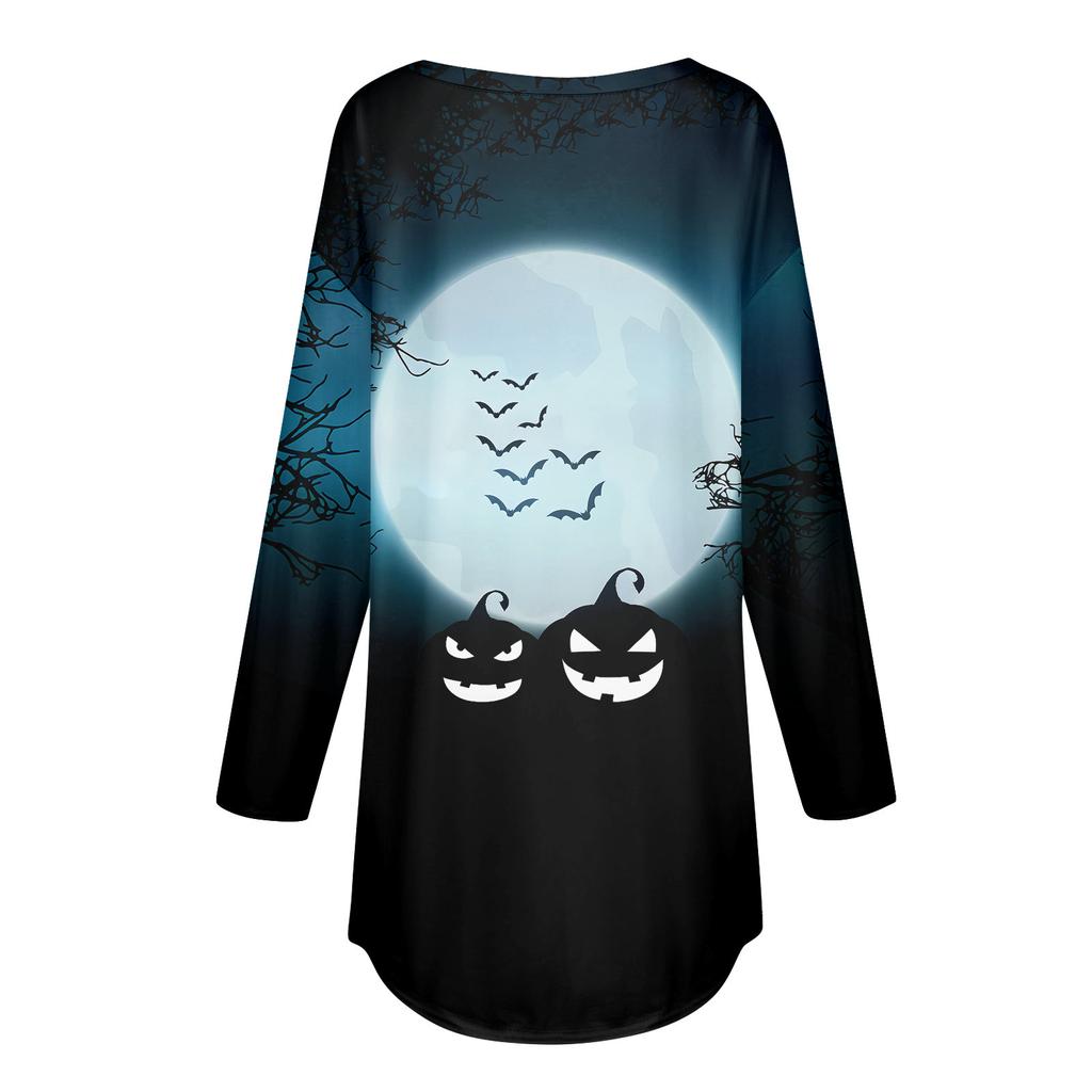 T-shirts voor Dames Herfst Casual Lange Mouw Shirts Sweatshirt Halloween Bedrukking Top Pullover