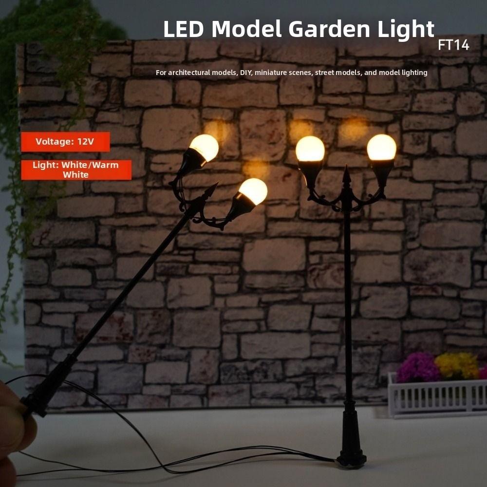 DIY Miniature Street Lamp White/Warm Light Park Lamppost High Light Layout Material