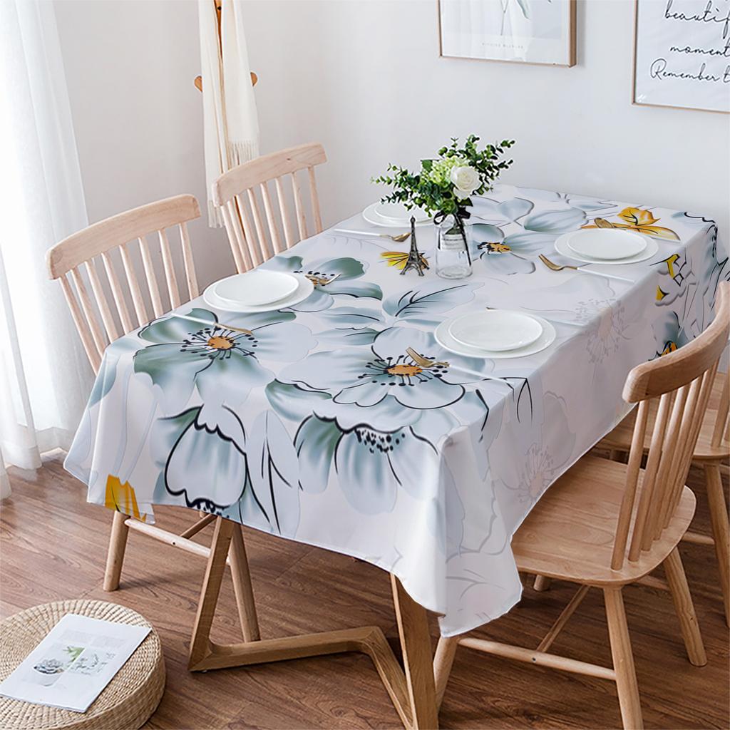 Flower Gradient Leaf Tablecloth Holiday Decor Waterproof Rectangular Tablecloths Wedding Decor Table Cover
