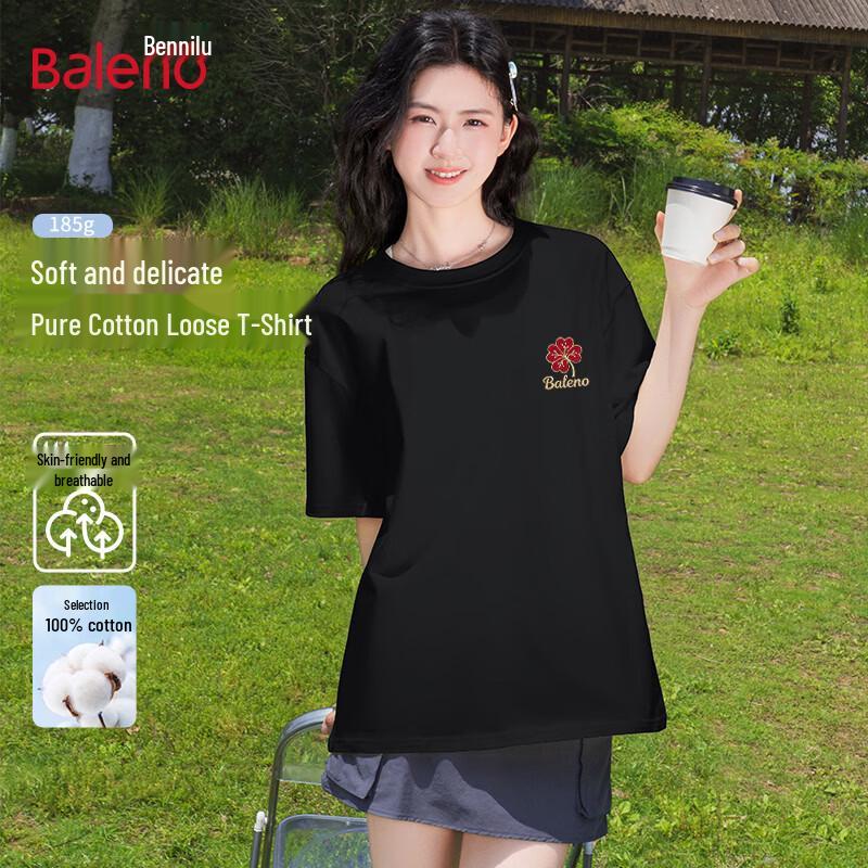 

Baleno Women s Loose Fit Cotton Short Sleeve T-Shirt with Clover Print S