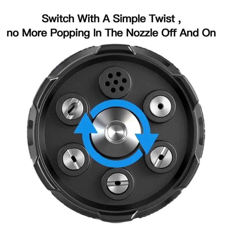 Universal High-Pressure Car Wash Sprayer 6-in-1 Nozzle with Rotating Watering Rinse Soap Solution Nozzle Tip Connection