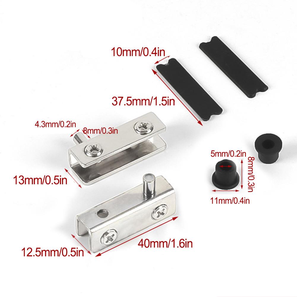 Glass Door Pivot Hinges Cupboard Showcase Clip Glass Clamps Latches Rust-Proof No Drilling Home Furniture Hardware Accessories