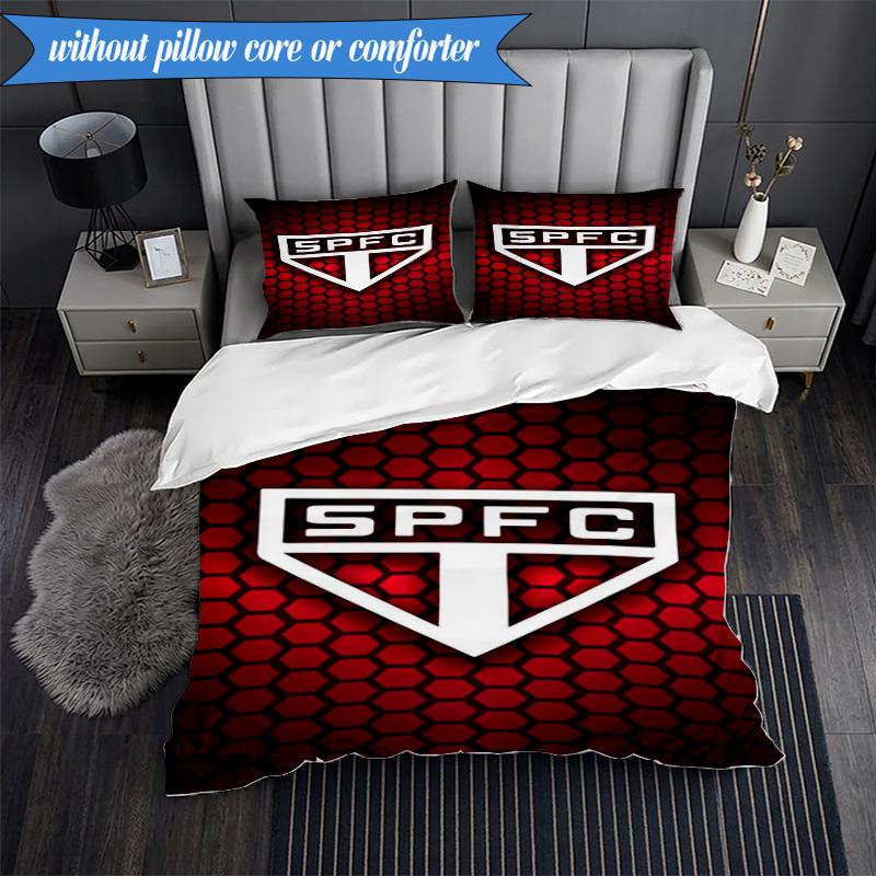 3PCS Paulo Fc Emblem Printed Soft Bedding Set,Including 1pc Duvet Cover And 2pcs Pillowcases Perfect for Bedroom, Dormitory, Fan Gift