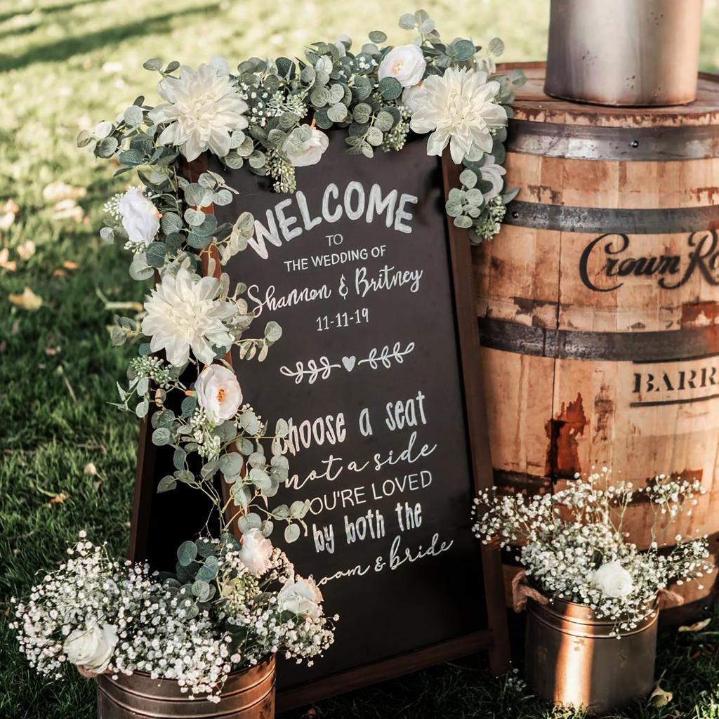 OrgMemory Garland Flower Artificial Plants Wall Hanging Wisteria Dahlia Artificial Flowers 180cm Wedding Ceremony Home Office Home Table Photography