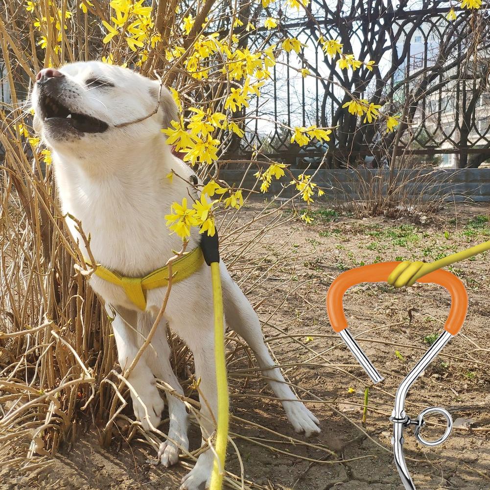 Heavy Duty Dog Tie Out Stake with Soft Grip Handle Metal Spiral Dog Yard Ground Stake Dogs Anchors Leash Fixed Stake for Pet Dog