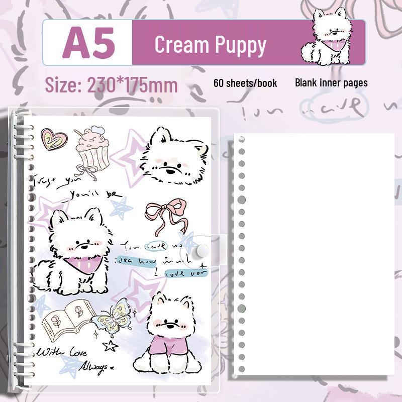 Cute Pet Transparent Soft PVC Binder B5 Notepad Diary with Iron Clip