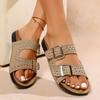 2025 Summer New Open Toe Women's Slippers Outdoor Platform rivet Buckle Flat with Sandals Hot Sale Daily Casual Slippers Zapatos