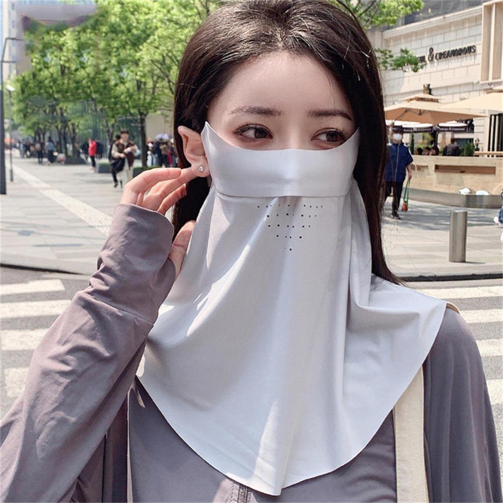 Women's outdoor sports trackless sunscreen facial mask imitation ice silk UV protection summer breathable thin
