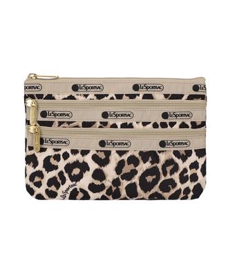 LESPORTSAC Latte Leopard 3-Zip Cosmetic Pouch [7158.Hh07]