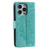 For iPhone 15 Pro Flip Phone Case PU Leather Mandala Flower Imprint Stand Wallet Cover with Strap