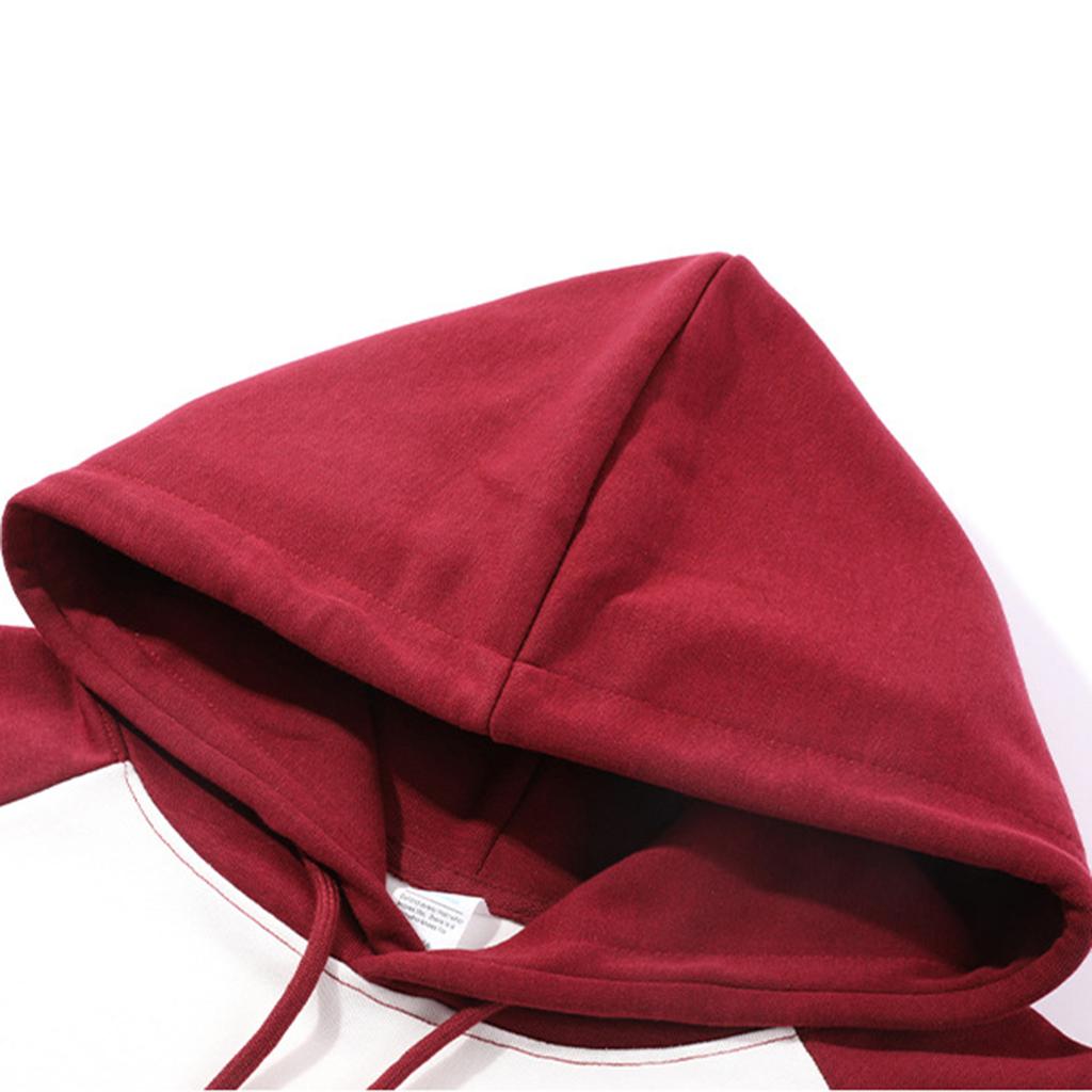 Unisex Casual Drawstring Hoodies Colorblock Raglan Sleeve Sweatshirts