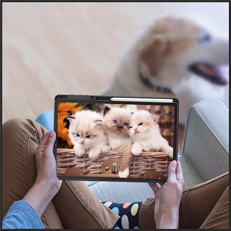 För Samsung Galaxy Tab S8 S7 11 Plus FE 12,4 tum Fodral Transparent Back Tablet Cover För Tab S8 Ultra 14,6 tum Stand Fodral Funda