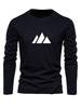 Men's Loose and Comfortable Casual Sports Mountain Pattern Printed Round Neck Long Sleeved T-shirt Versatile
