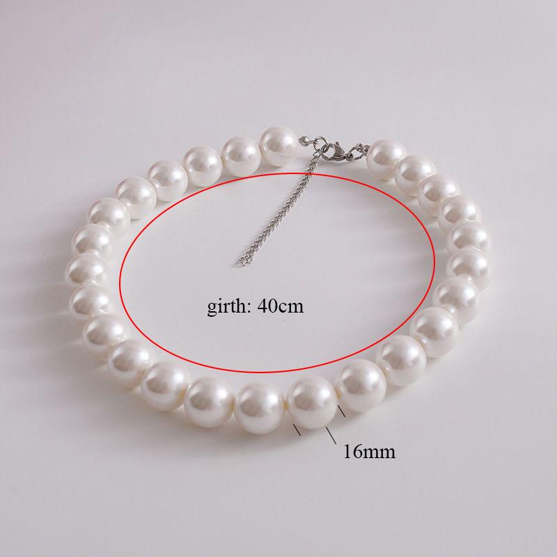 Charmante Braut Hochzeit Tragen Große Weiße Zirkon Halskette Klassischer Retro Hepburn Stil Kurze Perlenkette Übertriebene Choker