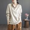 Sweat-shirt pour Femmes Automne Hiver Épaissi Chaud Extensible Manches Longues Oversize Couleur Unie Col Semi-haut Hauts