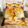 Geometric Eagle Duvet Cover Sets Full Size,Gold Starry Galaxy Bedding Set 3pcs,Abstract Mountain View Nature Animals Quilt Cove