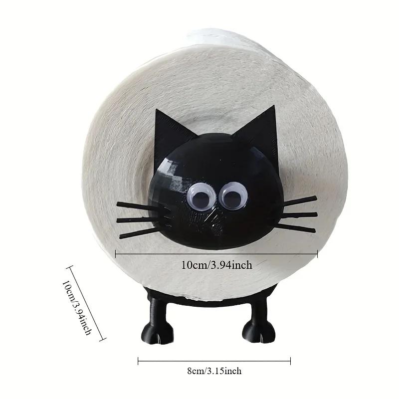 3D Printed Cat Toilet Paper Holder, Funny Black Sheep Freestanding Tissue Roll Stand with Self-Adhesive for Bathroom Decor