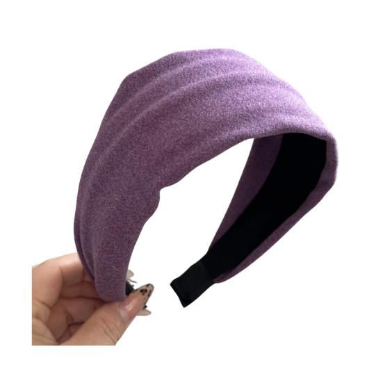 

Wide-brimmed Headband Thickened Sponge Filling Soft Knitted Fabric Hair Hoop Autumn Winter Versatile Hair Accessory фіолетовий