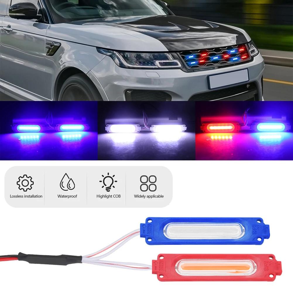 Universal 2Pcs LED Warning Light Modification Module Waterproof Injection Molded Design Strobe Module for Car Motorcycle Light