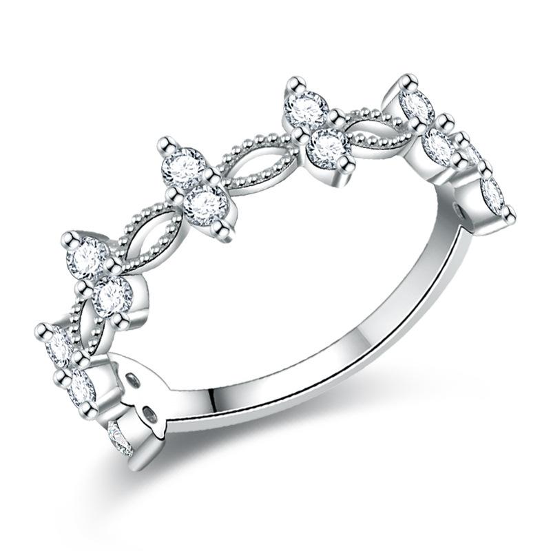 Lindon Classic Copper Alloy Zircon Ring Ladies Jewelry Wedding Promise Party Gift