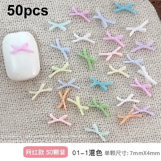 Mixed Cute Mini Colorful Resin Line Bowknot Bow Tie Ribbon Nail Art Decorations DIY Manicure Rhinestones Accessories
