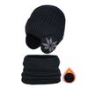 2Pcs/Set Fleece Kids Beanie Caps Warm Beanie Hat Scarf Fashion Knitted Scarf Cap  Boys Girls