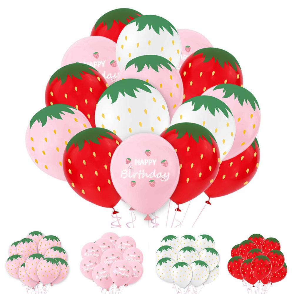 10pcs Strawberry Balloons Fruit Summer Beach Hawaiian Party Watermelon Baloon Kids Girl Birthday Party Ballon Festival Globos