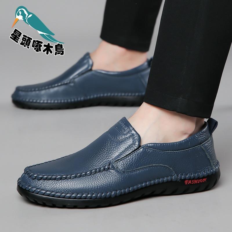 2025 new first-layer cowhide men's leather shoes cover feet and pedal single shoes men's leather shoes
