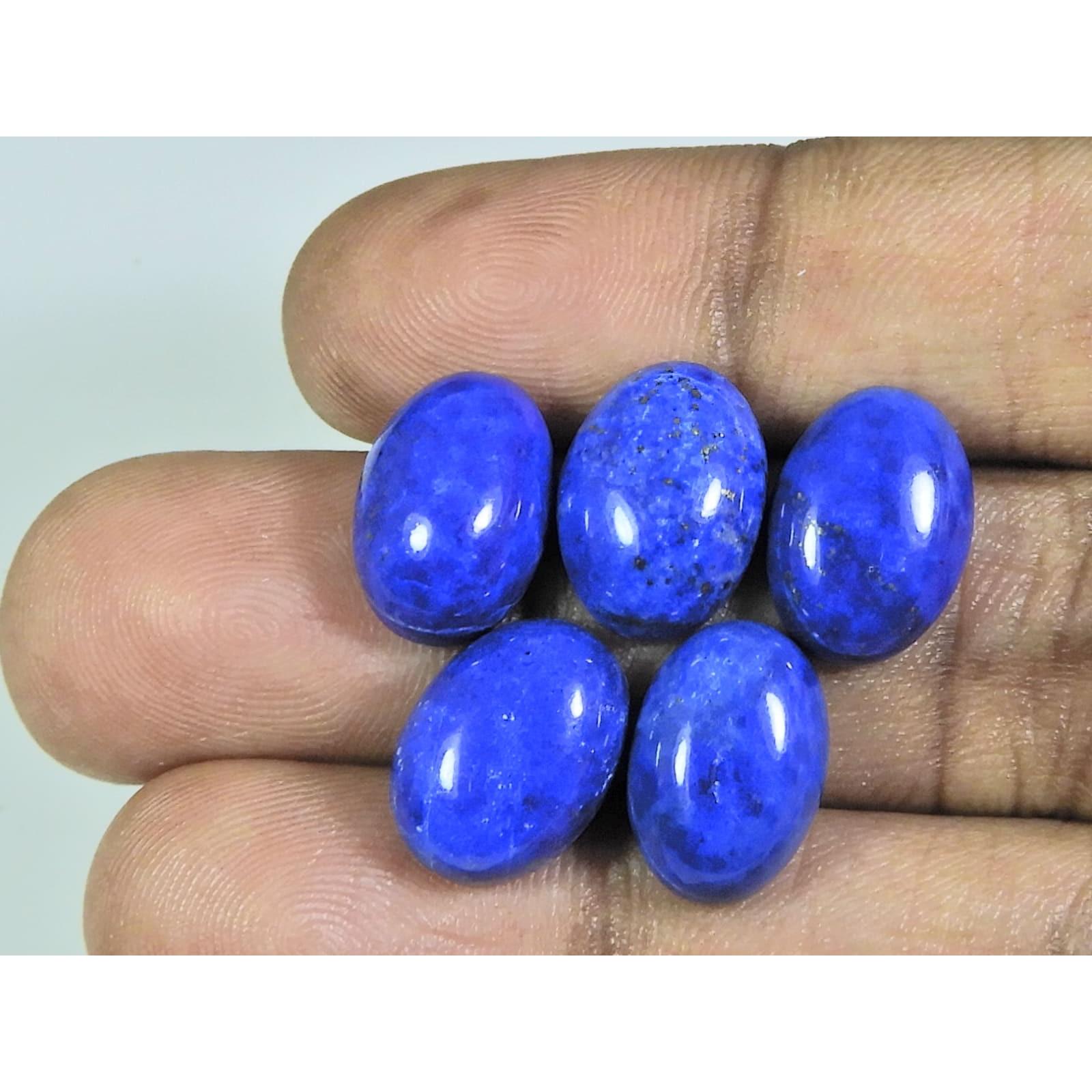 

10X14ММ Натуральный Лазурит Овальный Кабошон Свободный Драгоценный Камень Лот 5 Шт 33 Карата. А-483