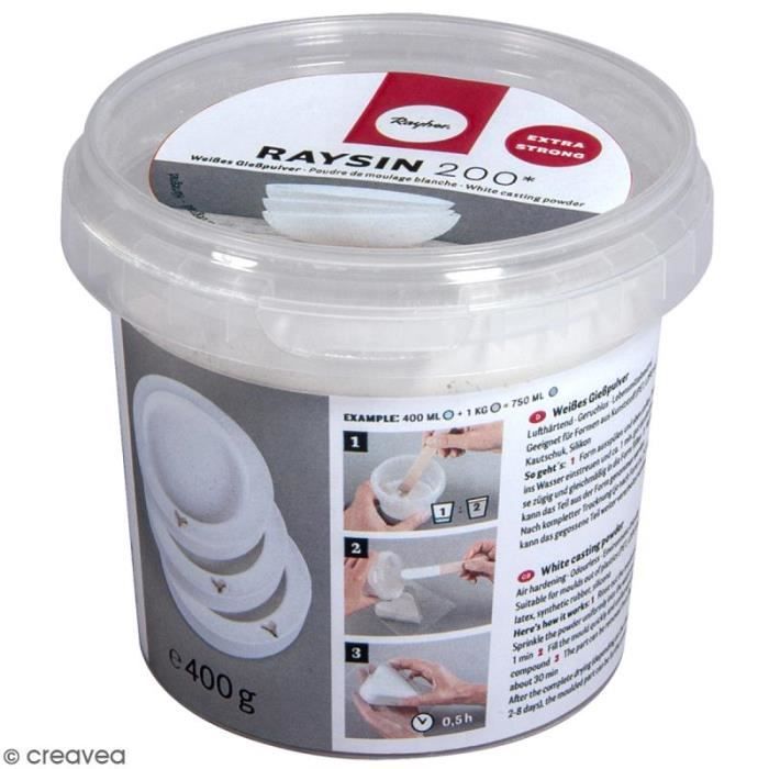 Poudre de moulage - Rayher - 200 Extra strong - Blanc - 400 g - Pour créations fines