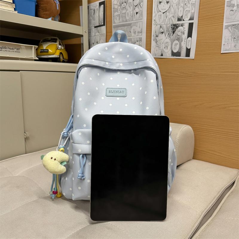 Lightweight Student Schoolbag Dot Print Commuter Backpack
