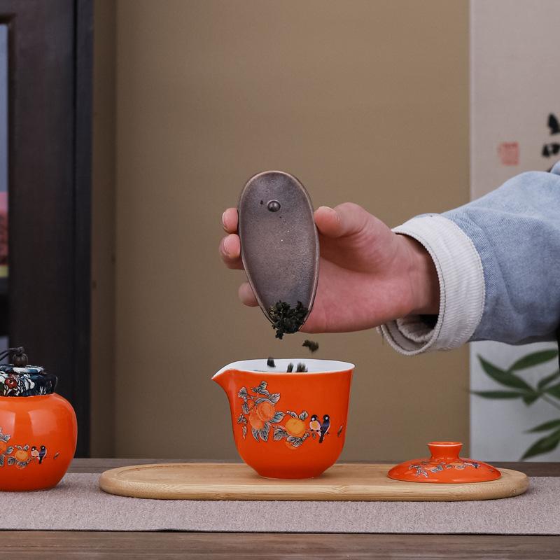 Persimmon Ruyi Portable Travel Tea Set Bank Souvenir Business Company Festival Car Enterprise Opening Event Gifts