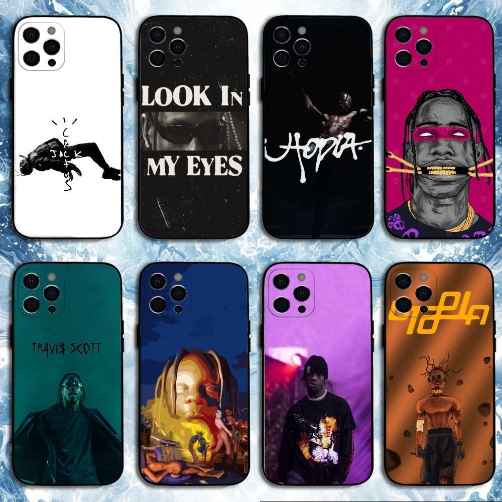 MY EYEs T-Travis S-seott Phone Case For iPhone17,16,15,14,13,12,11 Plus,Pro Max, Soft Silicone Black Cover