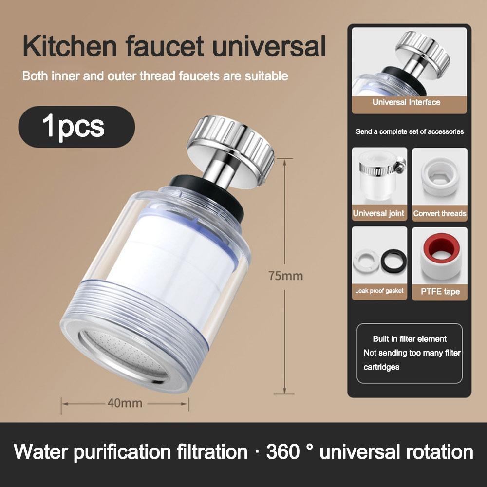 

316 Stainless Steel Kitchen Faucet Purifier Leak-Proof Faucet Tap Water Filter Silver-Short