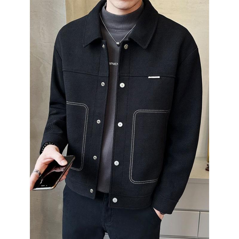 Men's Jackets Spring and Autumn New Trendy Thickened Lapels Casual Men's Tops Young People's Jackets