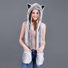 Plush Animal Ear Hat for Adult Unisex Earflap Gloves Scarf All In One Warm Trapper Hat Outdoor Activity Cold Weather Hat