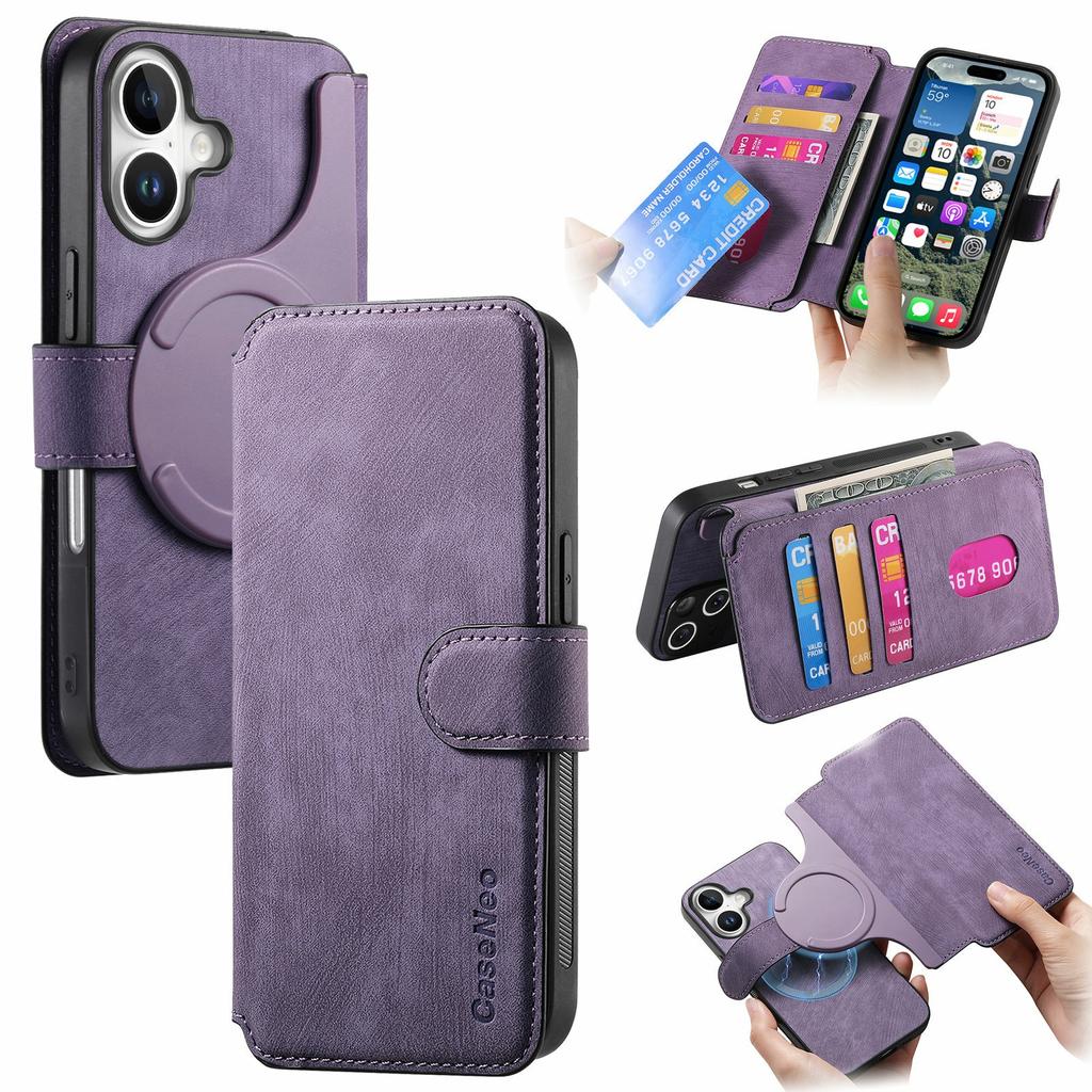 CASENEO MW-03 For iPhone 17 Case with Detachable Wallet Leather + TPU Phone Cover