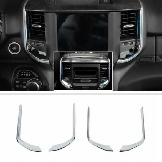 For -2024 Dodge RAM 1500 Chrome Front & Rear Central Air Vent Outlet Trim 4P