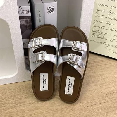 Flat-bottomed French Small Cool Slippers Women's Shoes 2025 New Summer Belt Buckle Fashion Outer Wear Soft-soled Beach Sandals