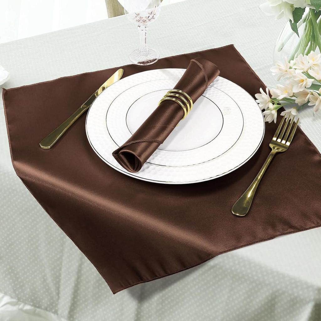 High-Density Satin Napkin – Wedding Style Solid Color Overlock Placemat Tablecloth with Flower Design.