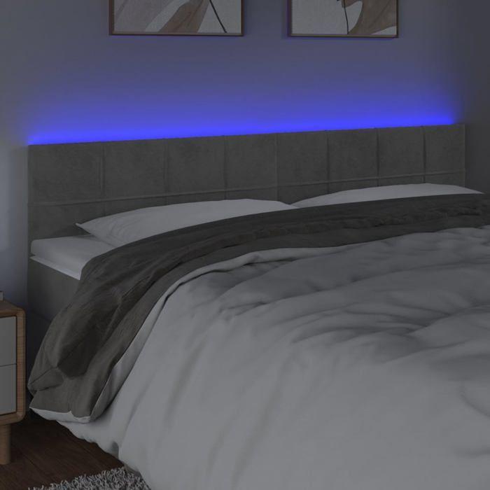 VidaXL Tête de Lit à LED Meuble de Chambre à Coucher Accessoire de Lit Double Tête de Cadre de Lit Intérieur Gris Clair 3121678
