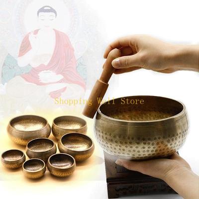 KX4B Tibetan Buddhism Singing Bowl Hand Hammered Yoga Copper Meditation Gift