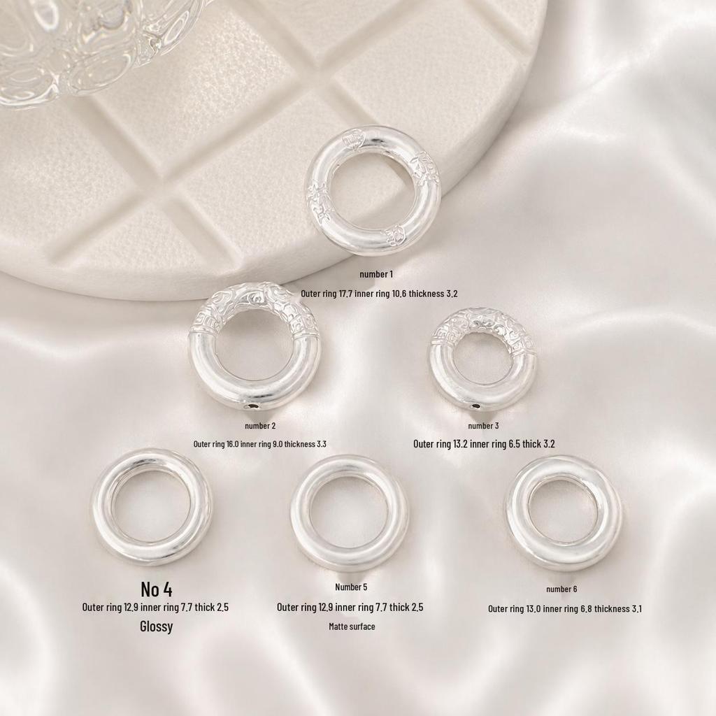 Sterling Silver Embossed Ping An Kou Ring with Chinese Style Hand-Braided Rope